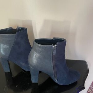 Leather Suede Buonarotti Mid Calf Boot Blue